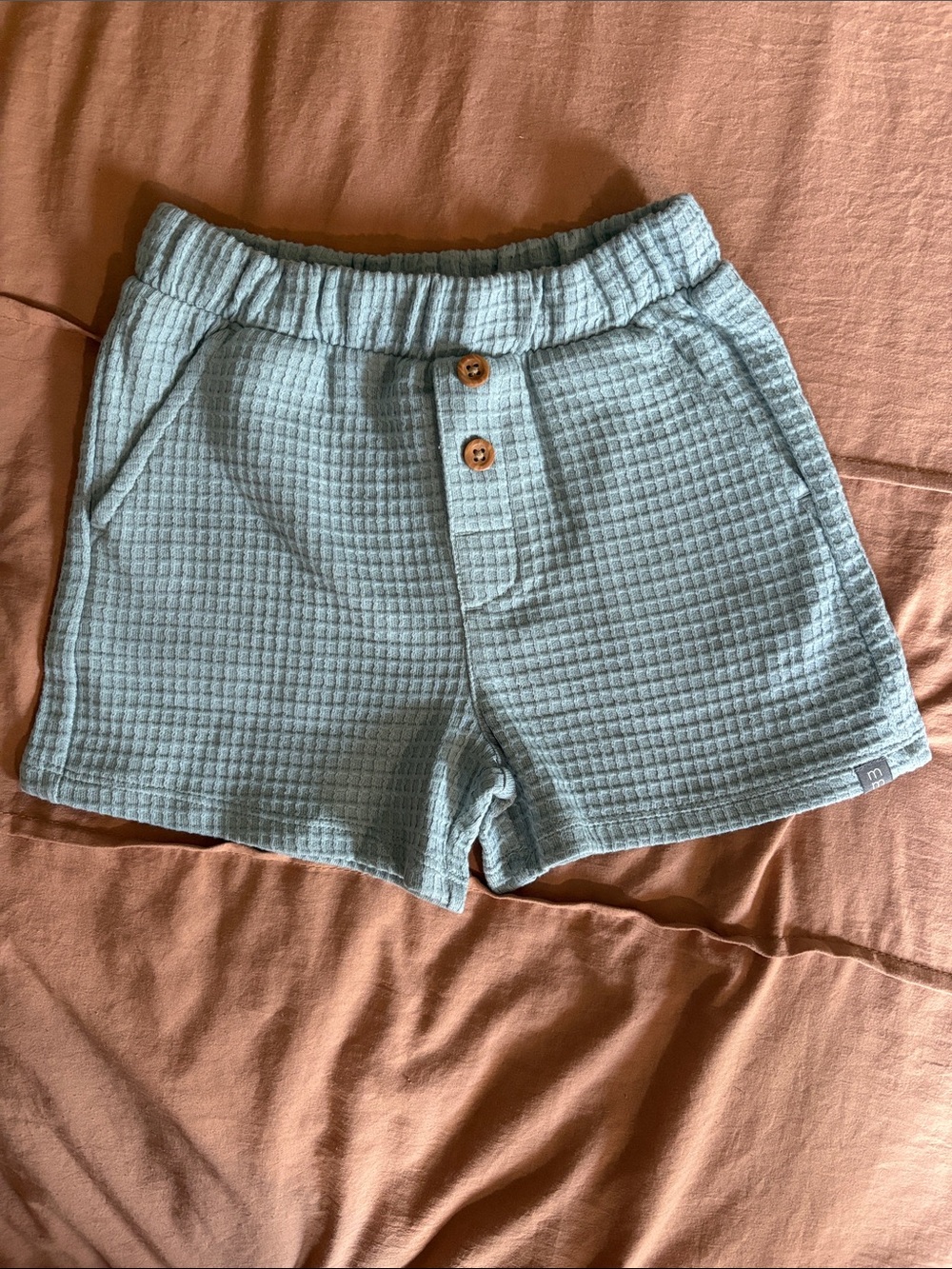 Light Blue Waffle Knit Toddler Shorts